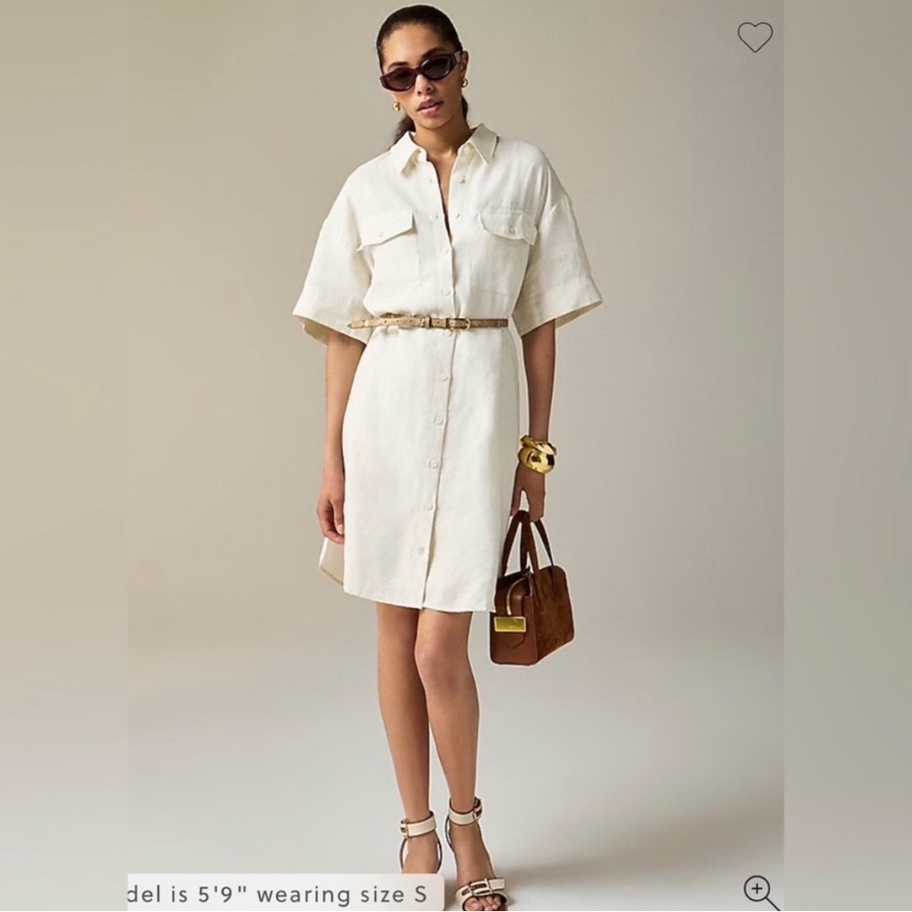 NWT J.Crew Utility shirtdress in linen Size Small in Natural Off-White
Resort